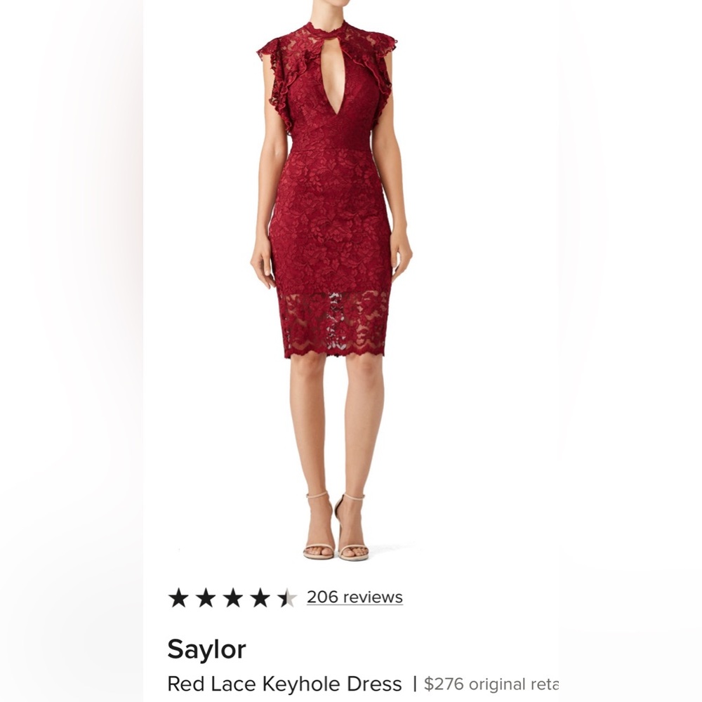 SAYLOR wine stretch lace dress with keyhole neck ❤️ very flattering!